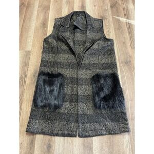 Zara Vest, Women's Size Medium, Brown Black, Sleeveless, Open Vest